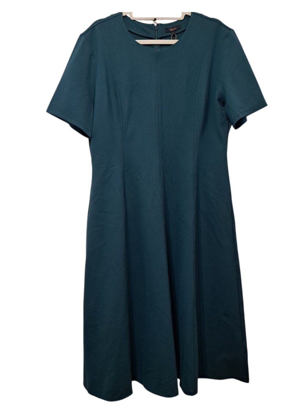 Quince Ultra Stretch Ponte Short Sleeve Casual Midi Dress Ocean Green XL NWT